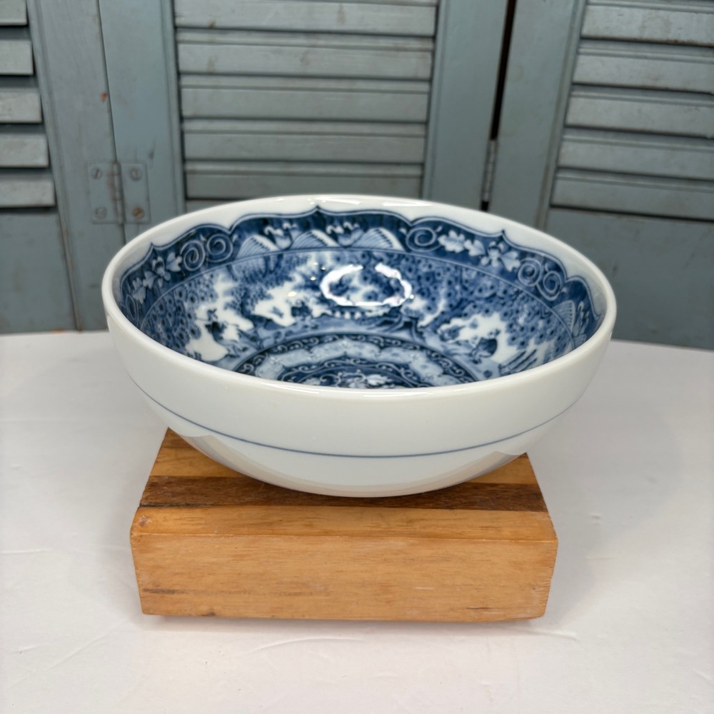 Vintage Japan Capilano Vancouver Blue & White Ceramic Porcelain Bowl Bonsai
